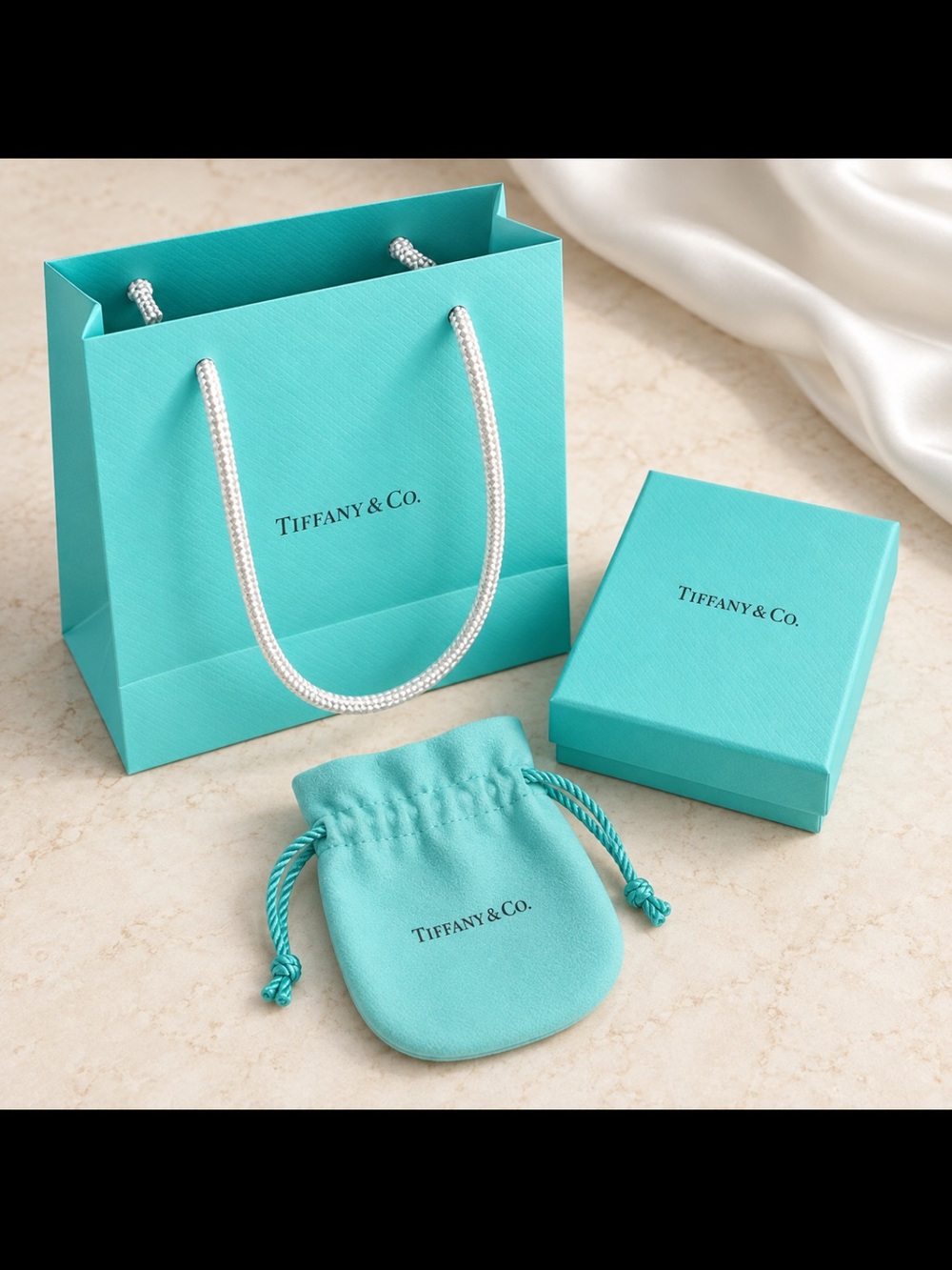 Tiffany & Co. Robin's Egg Blue Mini Gift Bag, Box & Suede Pouch